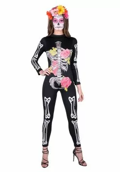 Karnival Costumes Women's Day Of The Dead Catsuit Costume