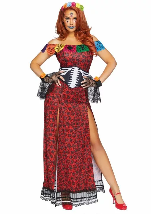 LEG AVENUE Deluxe Day Of The Dead Beauty Costume For Women -Cheap Holiday Costumes Store womens deluxe day of the dead beauty costume