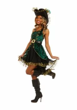 Dreamgirl Emerald Pirate Costume For Women -Cheap Holiday Costumes Store womens emerald pirate costume alt 2