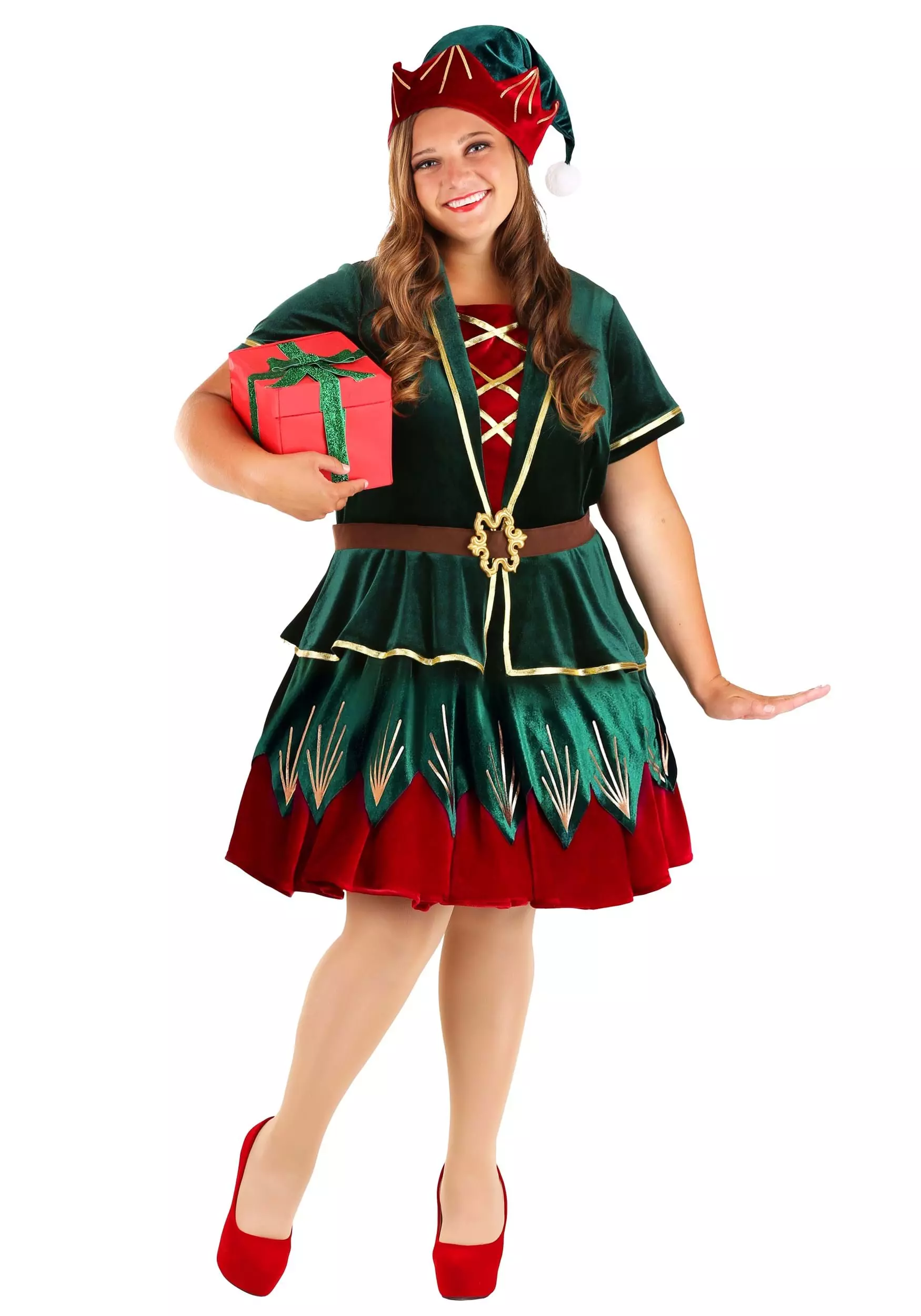 Fun Costumes Women's Plus Deluxe Christmas Elf Costume 1 Fun Costumes Women's Plus Deluxe Christmas Elf Costume
