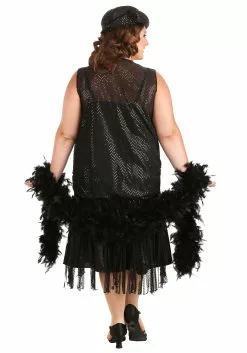 Fun Costumes Plus Size Black Jazz Flapper Costume -Cheap Holiday Costumes Store womens plus size black jazz flapper costume alt 5