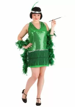 Fun Costumes Women's Plus Size Emerald Flapper Exclusive Halloween Costume