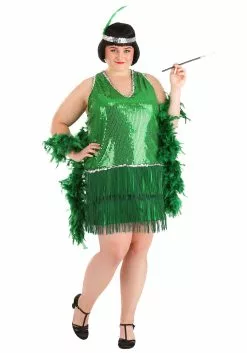 Fun Costumes Women's Plus Size Emerald Flapper Exclusive Halloween Costume 5 Fun Costumes Women's Plus Size Emerald Flapper Exclusive Halloween Costume -Cheap Holiday Costumes Store womens plus size emerald flapper costume alt 2