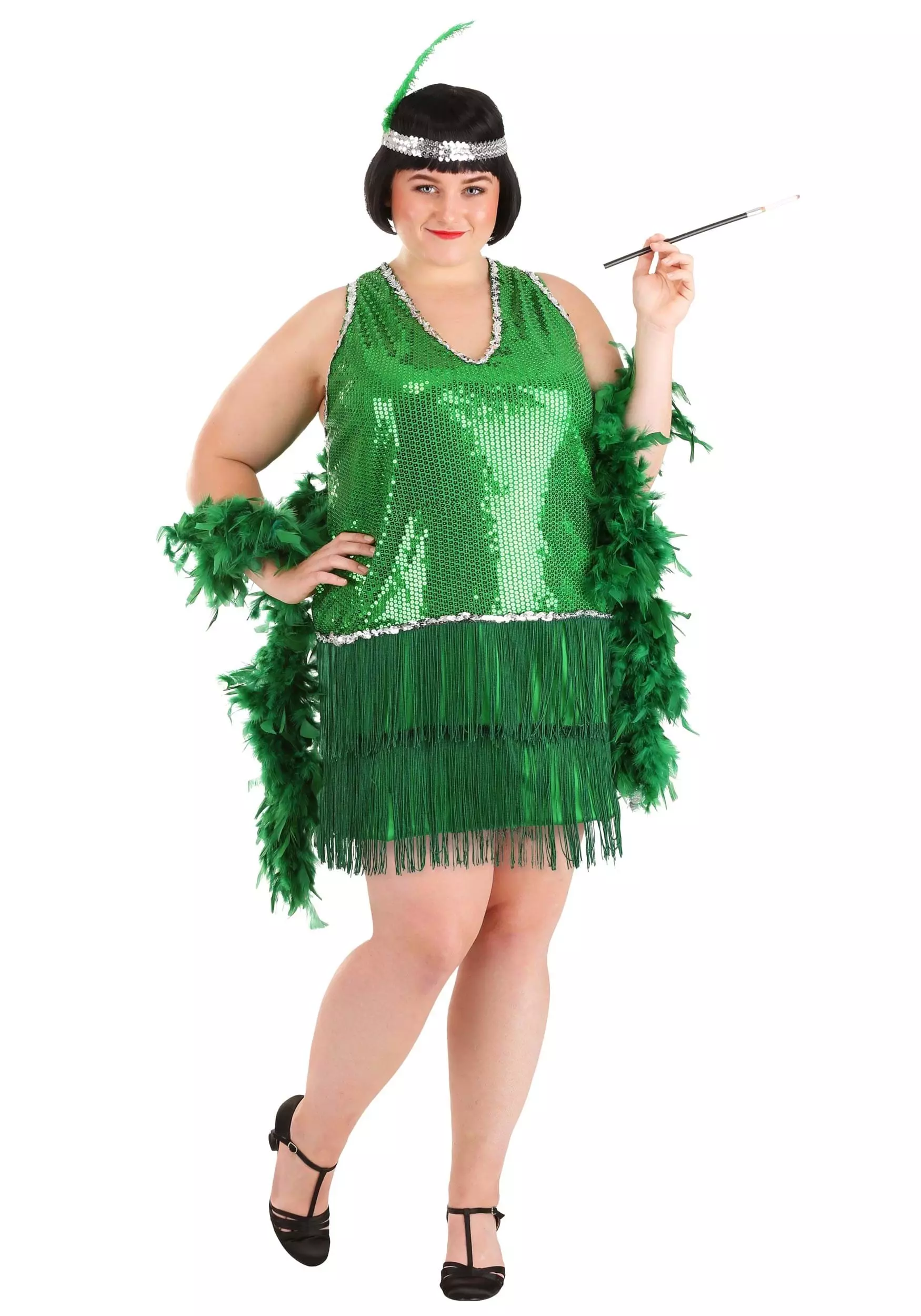 Fun Costumes Women's Plus Size Emerald Flapper Exclusive Halloween Costume 3 Fun Costumes Women's Plus Size Emerald Flapper Exclusive Halloween Costume - Image 3