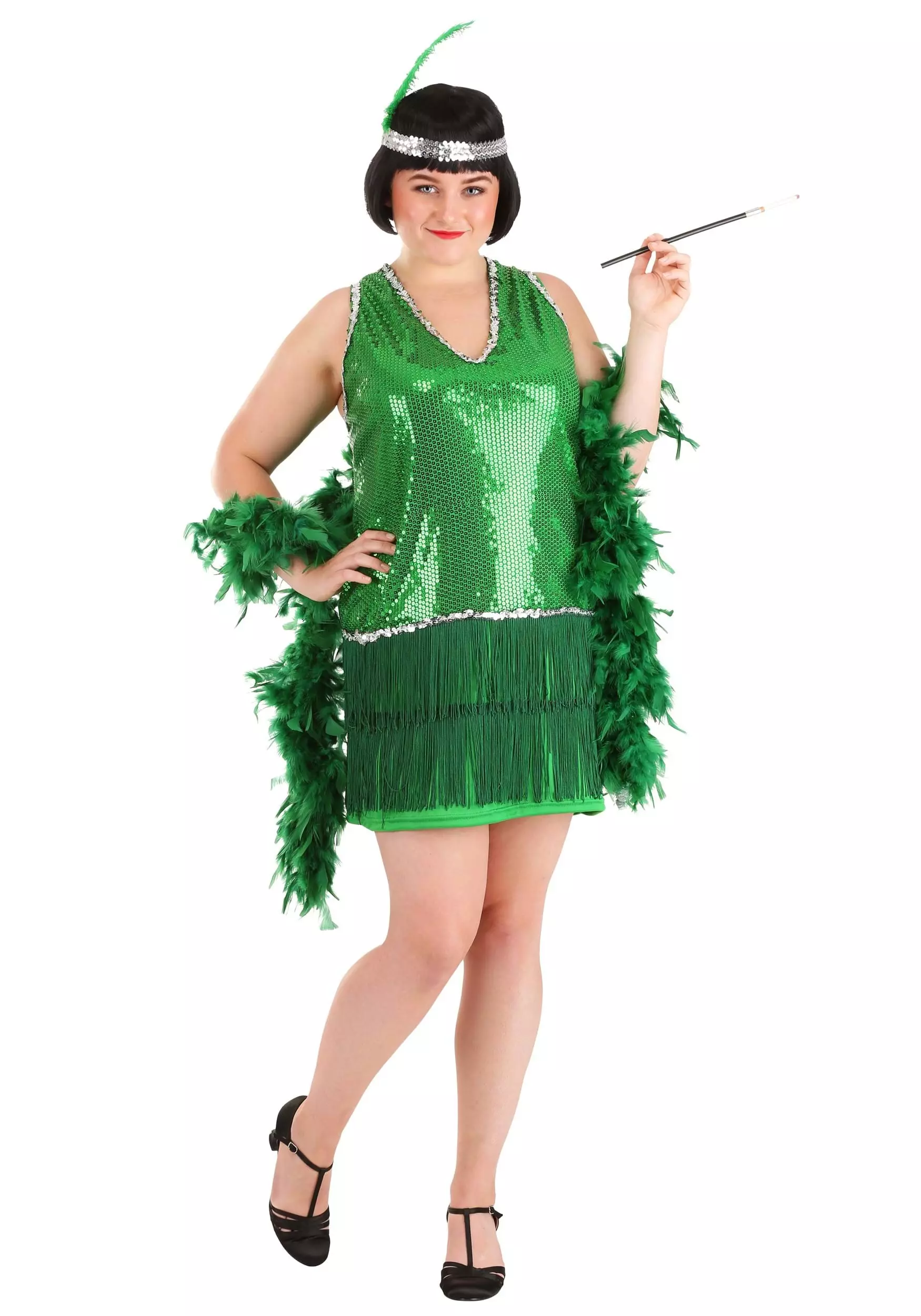Fun Costumes Women's Plus Size Emerald Flapper Exclusive Halloween Costume 1 Fun Costumes Women's Plus Size Emerald Flapper Exclusive Halloween Costume