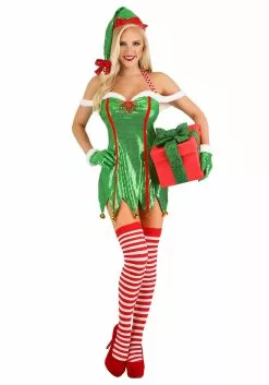 Fun Costumes Women's Sexy Green Glitter Elf Costume