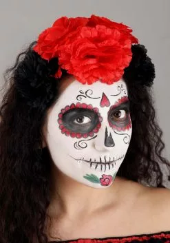 Seeing Red Sugar Skull Costume For Women -Cheap Holiday Costumes Store womens sugar skull costume alt 2